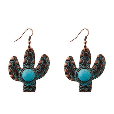 Tribal Eagle Cactus Sunflower Statement Earrings For Women - myfunfarm