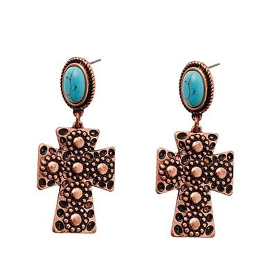 Tribal Eagle Cactus Sunflower Statement Earrings For Women - myfunfarm