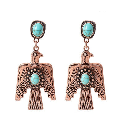 Tribal Eagle Cactus Sunflower Statement Earrings For Women - myfunfarm