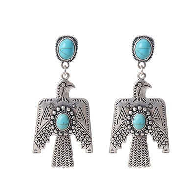 Tribal Eagle Cactus Sunflower Statement Earrings For Women - myfunfarm