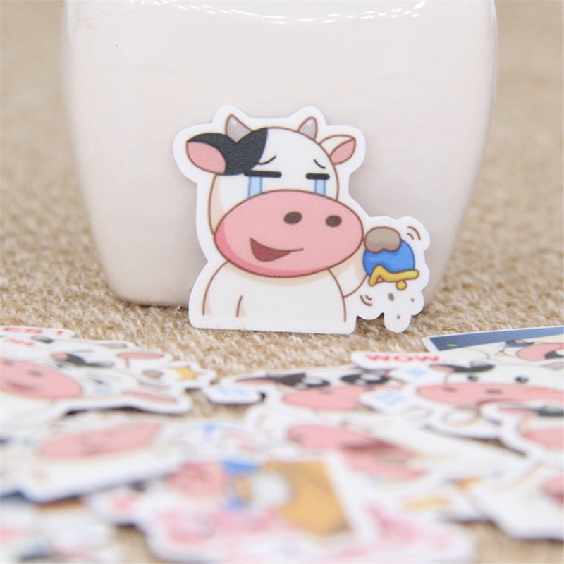 40 Pcs/lot Cute cow expression Sticker Decal  Waterproof - myfunfarm
