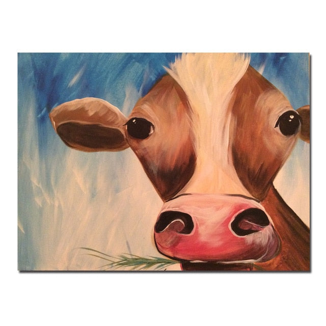 Cute Cow Canvas Printing Wall Art Home Decor