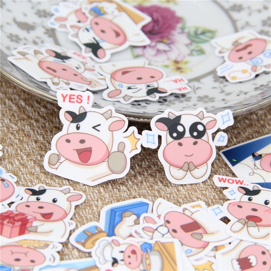 40 Pcs/lot Cute cow expression Sticker Decal  Waterproof - myfunfarm