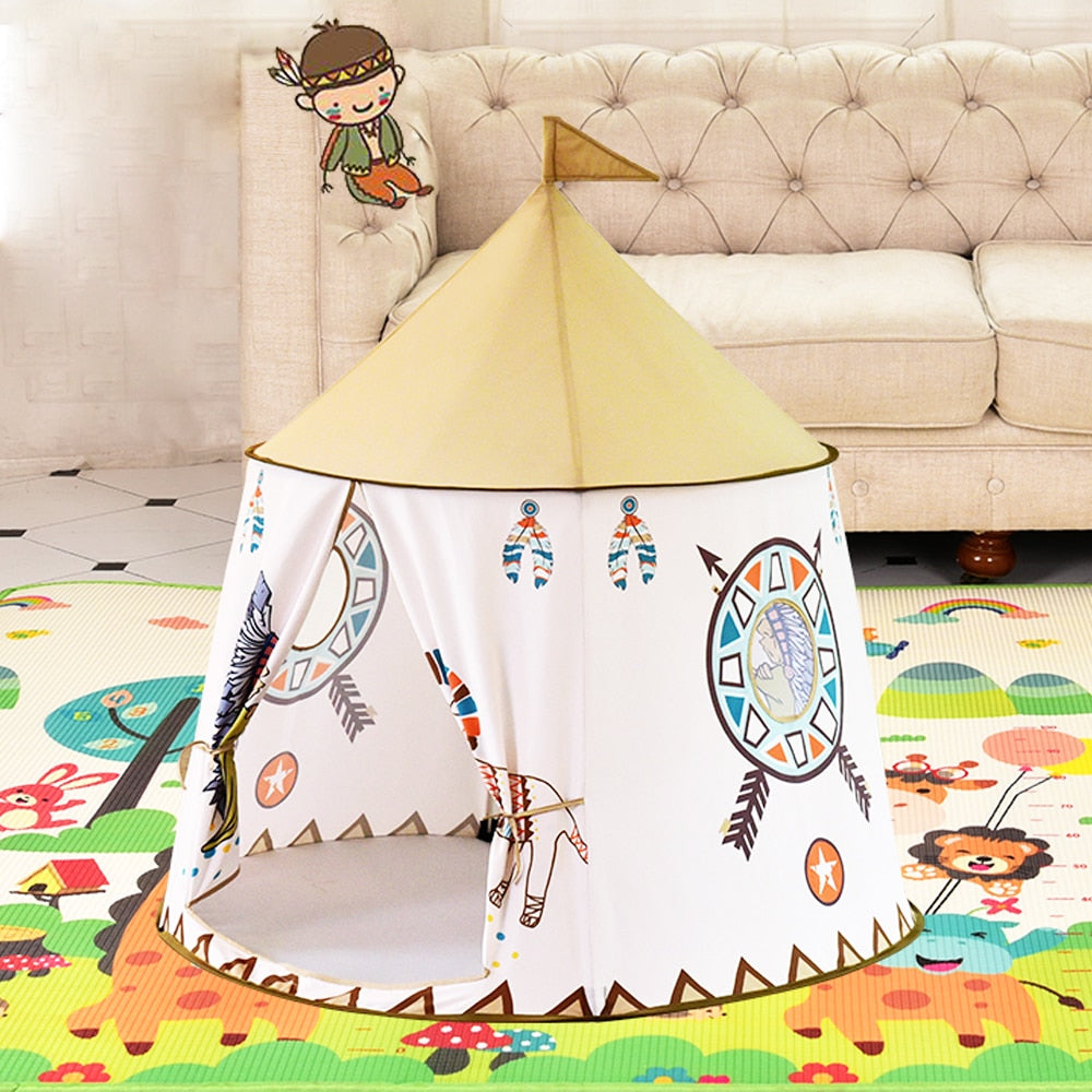 Kid Tent House Portable Princess Castle 123*116cm Present Hang Flag - myfunfarm