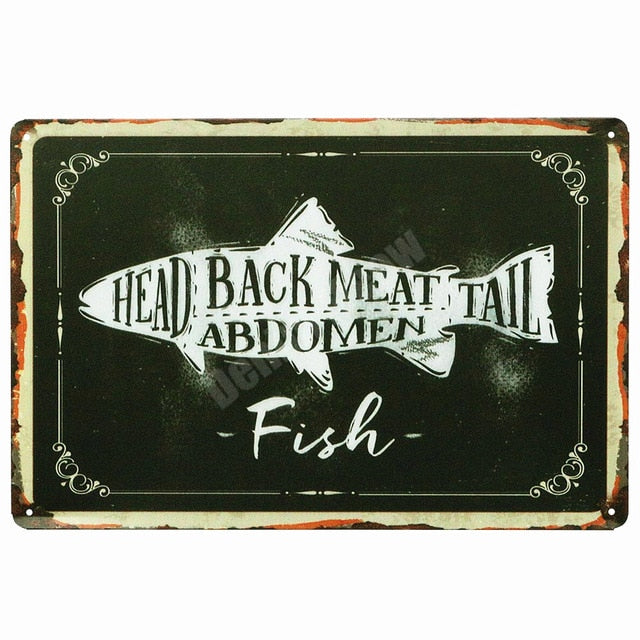 BUTCHER'S GUIDE Vintage Metal Signs - Cow Chicken Pork Duck - myfunfarm
