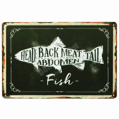 BUTCHER'S GUIDE Vintage Metal Signs - Cow Chicken Pork Duck - myfunfarm