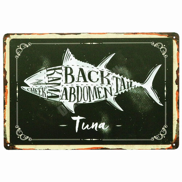 BUTCHER'S GUIDE Vintage Metal Signs - Cow Chicken Pork Duck - myfunfarm
