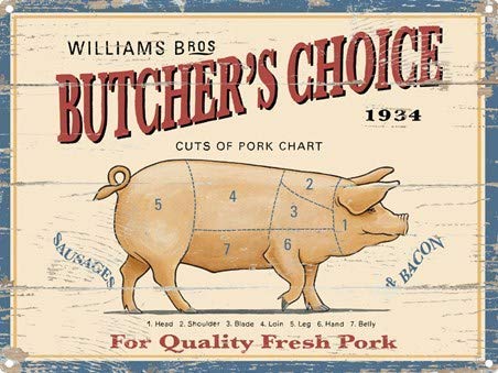 BUTCHER'S GUIDE Vintage Metal Signs - Cow Chicken Pork Duck - myfunfarm