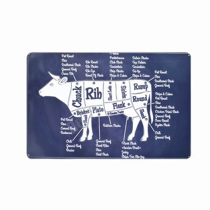 BUTCHER'S GUIDE Vintage Metal Signs - Cow Chicken Pork Duck - myfunfarm