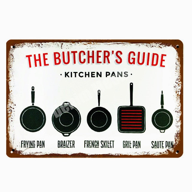 BUTCHER'S GUIDE Vintage Metal Signs - Cow Chicken Pork Duck - myfunfarm