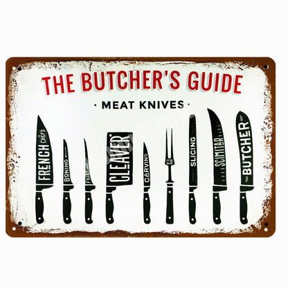 BUTCHER'S GUIDE Vintage Metal Signs - Cow Chicken Pork Duck - myfunfarm