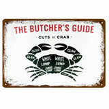 BUTCHER'S GUIDE Vintage Metal Signs - Cow Chicken Pork Duck