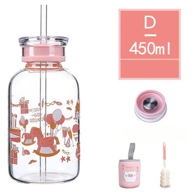 450ML Pig Glass Water Bottle - myfunfarm