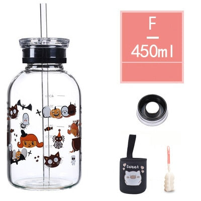 450ML Pig Glass Water Bottle - myfunfarm