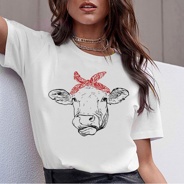 Cute Cow print Collection t-shirt women - myfunfarm