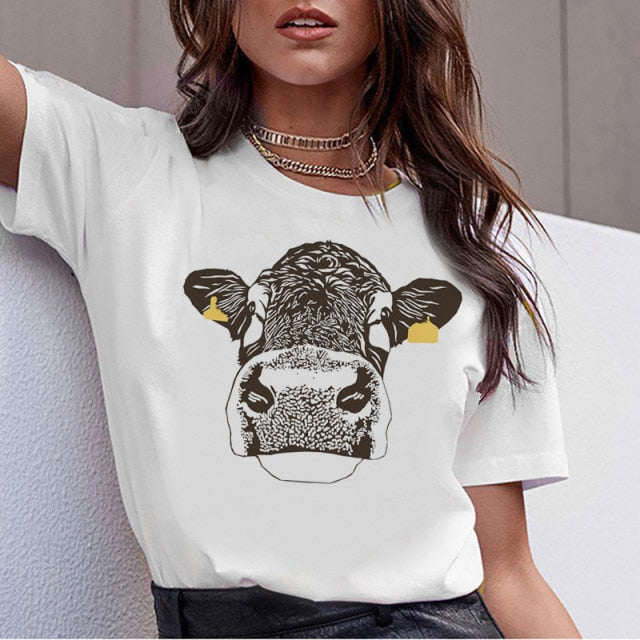 Cute Cow print Collection t-shirt women - myfunfarm