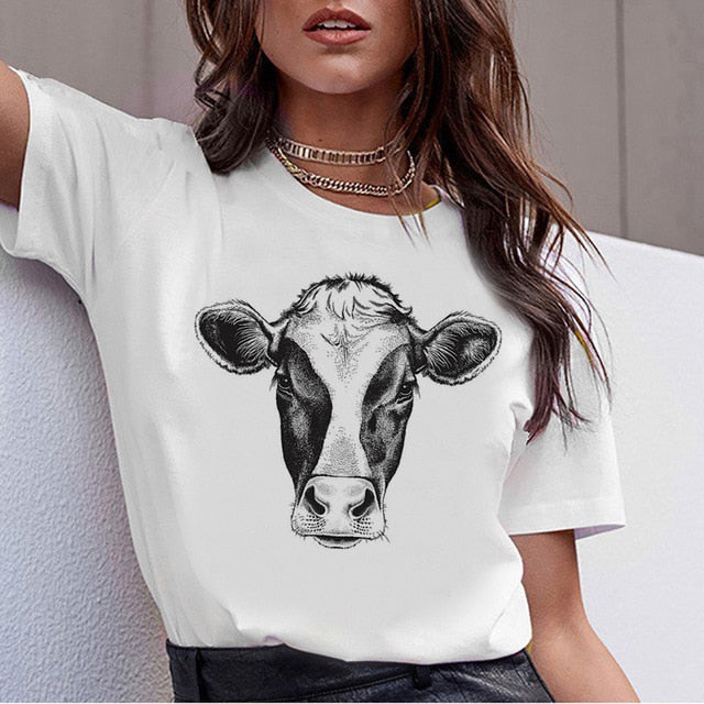 Cute Cow print Collection t-shirt women