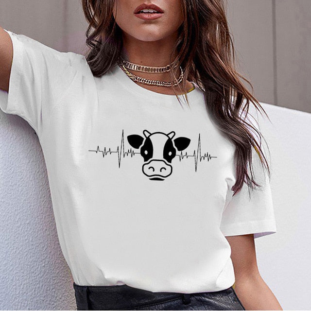 Cute Cow print Collection t-shirt women - myfunfarm