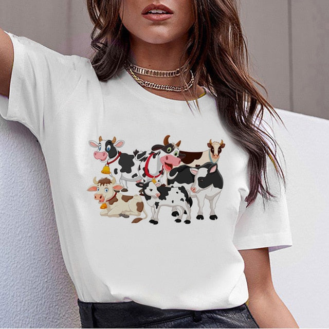 Cute Cow print Collection t-shirt women - myfunfarm