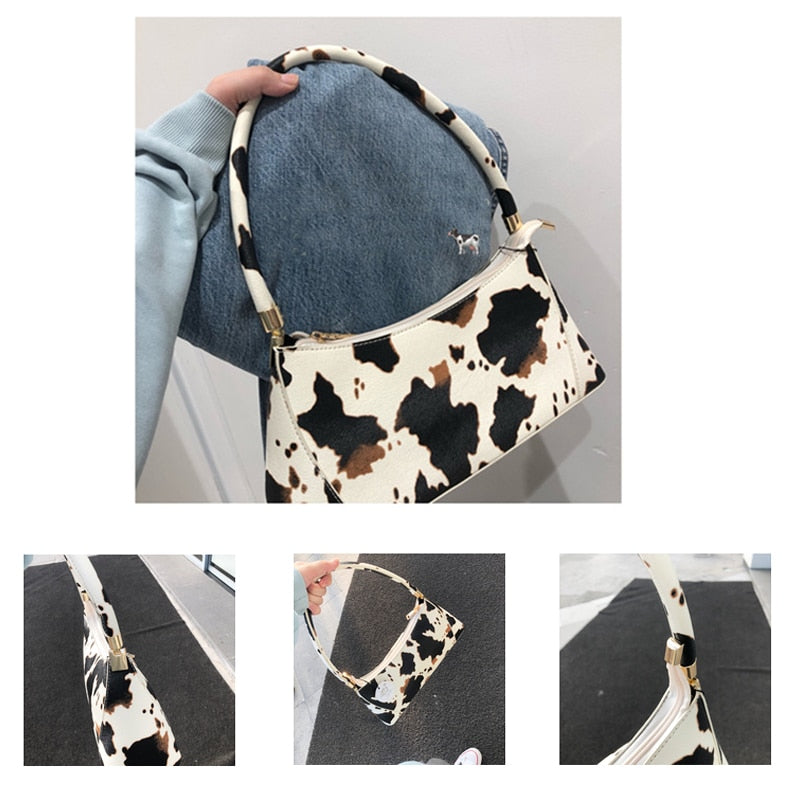 Handbags Cow pattern Tote French Ladies Shoulder Bag purses Clutch - myfunfarm
