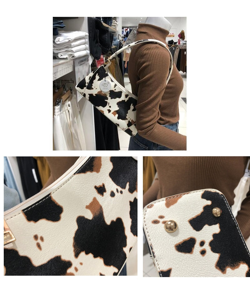 Handbags Cow pattern Tote French Ladies Shoulder Bag purses Clutch