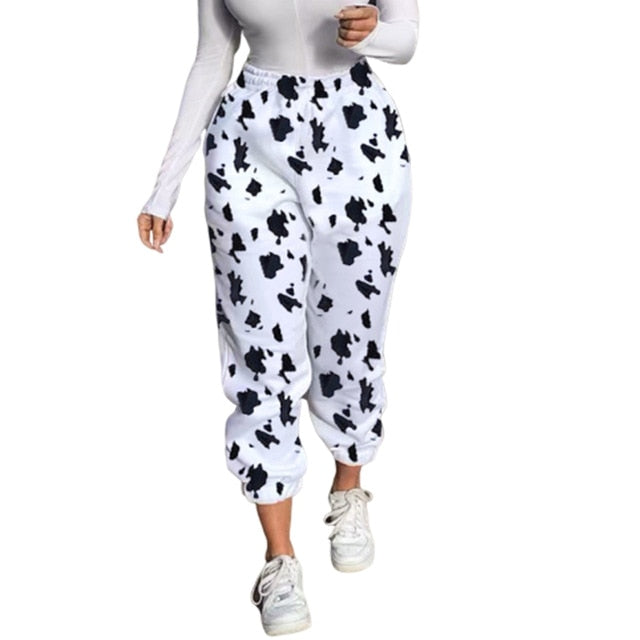 Pattern Cow Print Pants Joggers Women - myfunfarm - clothing acceessories shoes for cow lovers, pig, horse, cat, sheep, dog, chicken, goat farmer