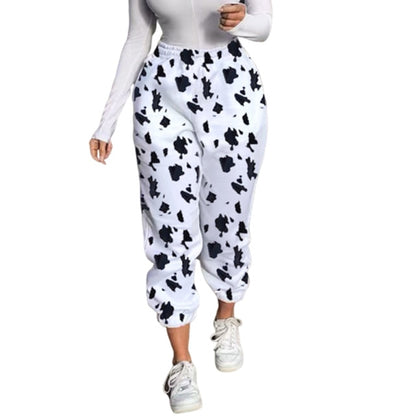 Pattern Cow Print Pants Joggers Women - myfunfarm - clothing acceessories shoes for cow lovers, pig, horse, cat, sheep, dog, chicken, goat farmer