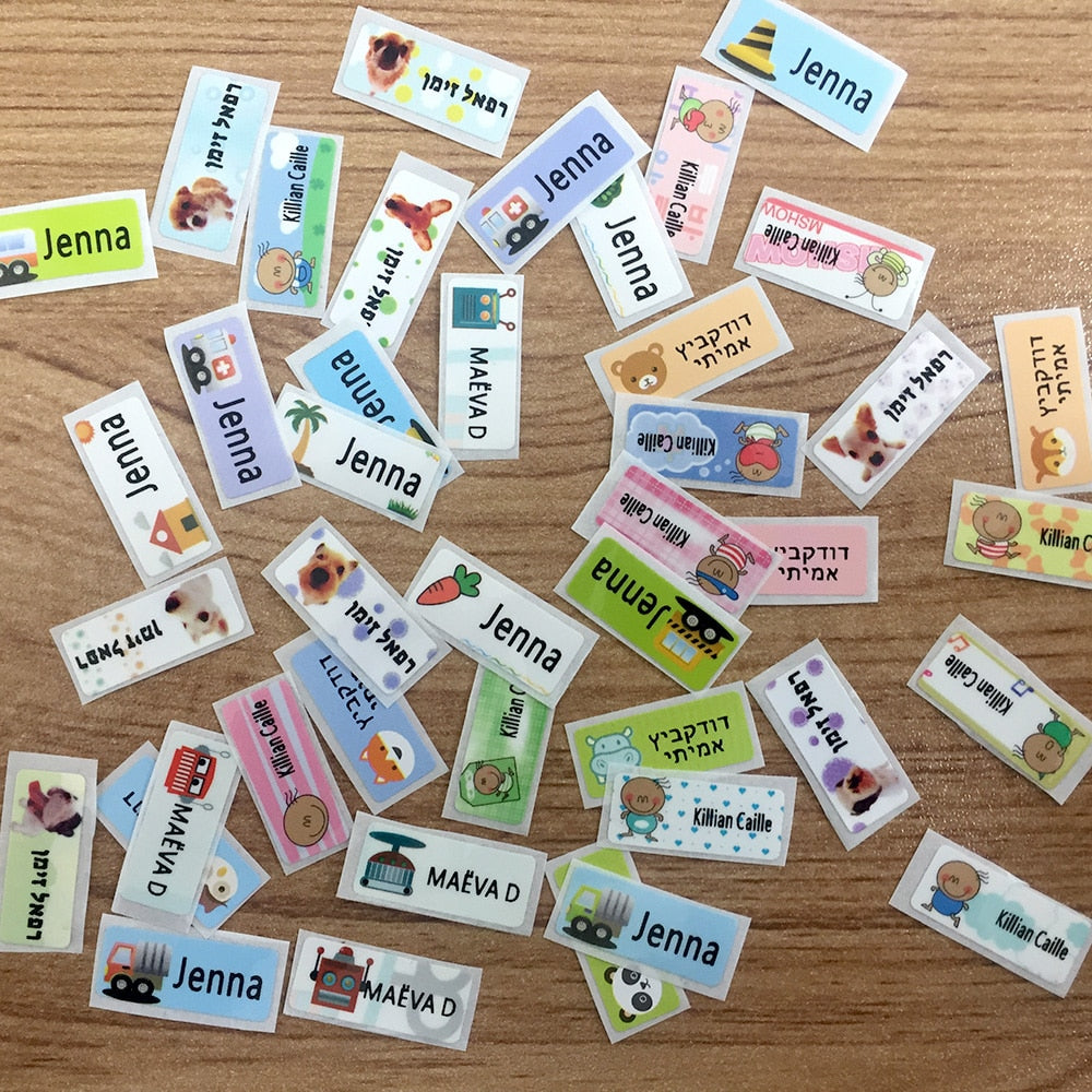 100Pcs Name Tag Customized Stickers Waterproof- Labels Children School Stationery Water Bottle Pencil Sticker accessories - myfunfarm - clothing acceessories shoes for cow lovers, pig, horse, cat, sheep, dog, chicken, goat farmer