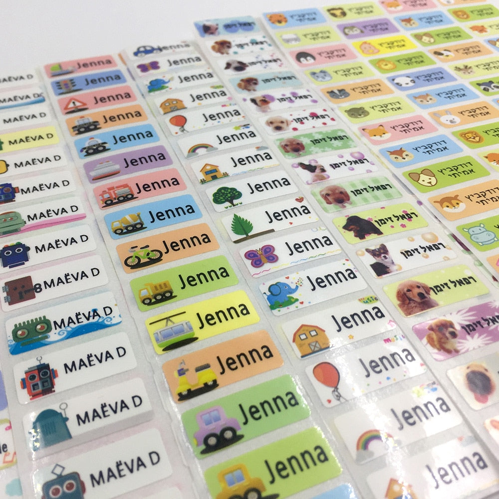 100Pcs Name Tag Customized Stickers Waterproof- Labels Children School Stationery Water Bottle Pencil Sticker accessories - myfunfarm - clothing acceessories shoes for cow lovers, pig, horse, cat, sheep, dog, chicken, goat farmer