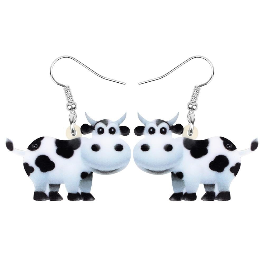 Acrylic Dairy Cattle Cow Earrings jewelry For Women Girls Teens Kids - Gift Accessories - myfunfarm