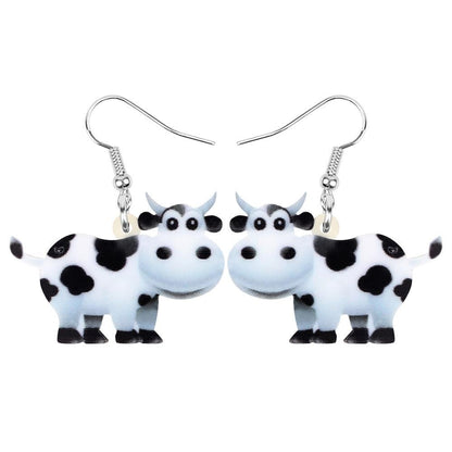 Acrylic Dairy Cattle Cow Earrings jewelry For Women Girls Teens Kids - Gift Accessories - myfunfarm