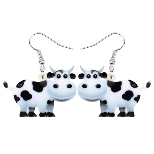 Acrylic Dairy Cattle Cow Earrings jewelry For Women Girls Teens Kids - Gift Accessories - myfunfarm