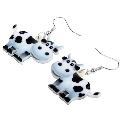 Acrylic Dairy Cattle Cow Earrings jewelry For Women Girls Teens Kids - Gift Accessories - myfunfarm