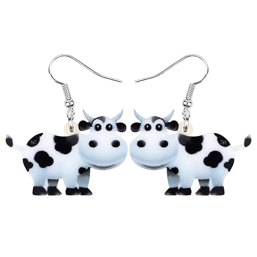 Acrylic Dairy Cattle Cow Earrings jewelry For Women Girls Teens Kids - Gift Accessories - myfunfarm