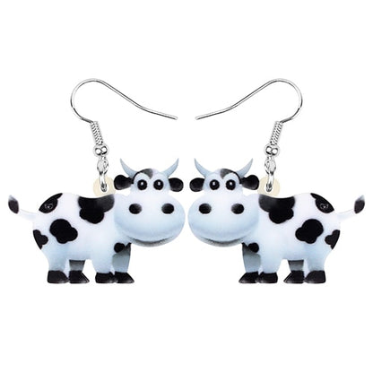 Acrylic Dairy Cattle Cow Earrings jewelry For Women Girls Teens Kids - Gift Accessories - myfunfarm