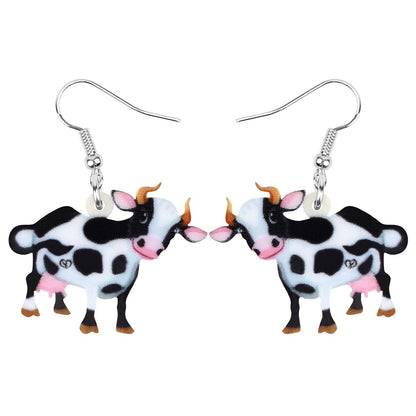 Acrylic Dairy Cattle Cow Earrings jewelry For Women Girls Teens Kids - Gift Accessories - myfunfarm