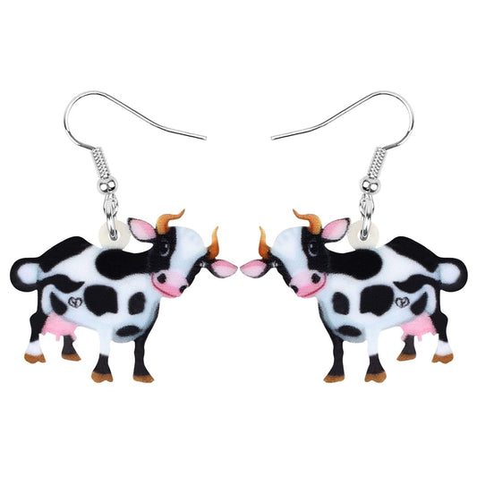 Acrylic Dairy Cattle Cow Earrings jewelry For Women Girls Teens Kids - Gift Accessories - myfunfarm