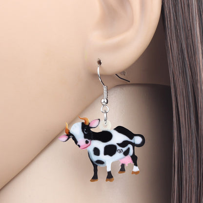 Acrylic Dairy Cattle Cow Earrings jewelry For Women Girls Teens Kids - Gift Accessories - myfunfarm