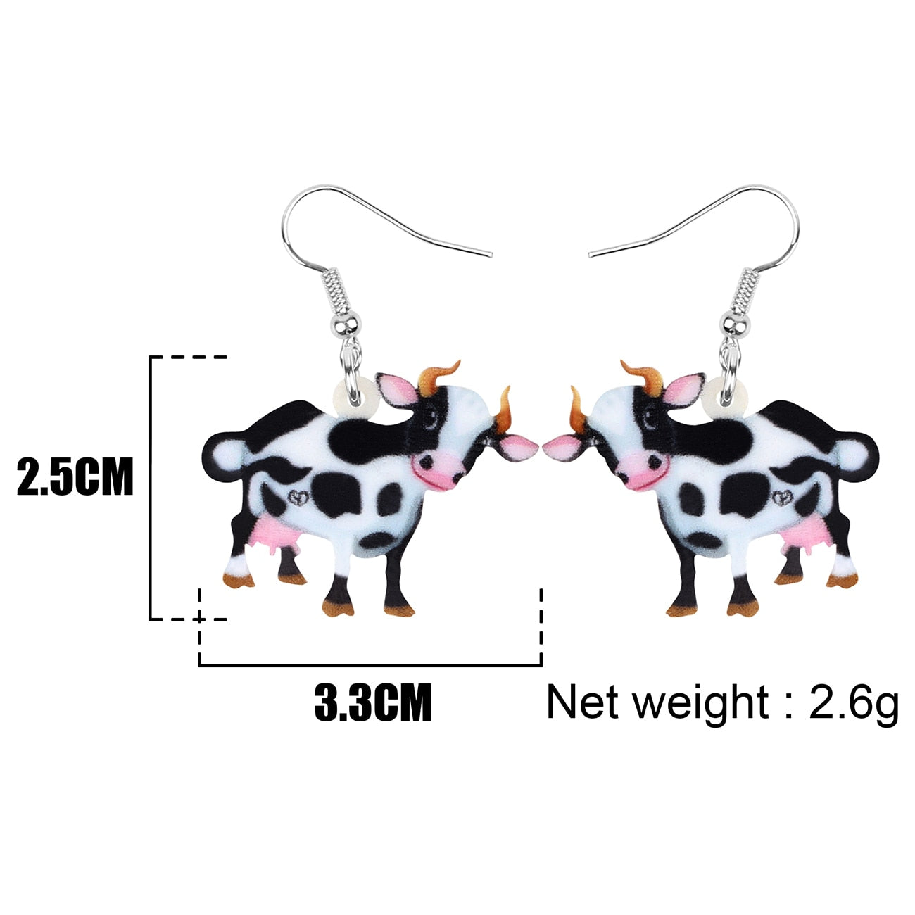 Acrylic Dairy Cattle Cow Earrings jewelry For Women Girls Teens Kids - Gift Accessories - myfunfarm