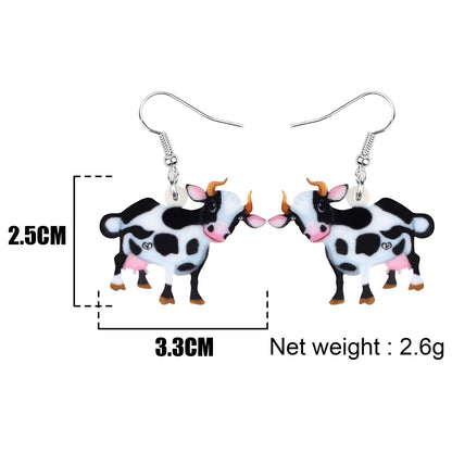 Acrylic Dairy Cattle Cow Earrings jewelry For Women Girls Teens Kids - Gift Accessories - myfunfarm