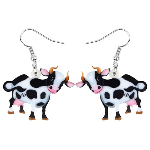 Acrylic Dairy Cattle Cow Earrings jewelry For Women Girls Teens Kids - Gift Accessories - myfunfarm