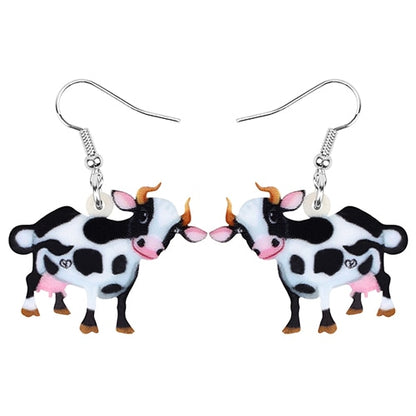 Acrylic Dairy Cattle Cow Earrings jewelry For Women Girls Teens Kids - Gift Accessories - myfunfarm