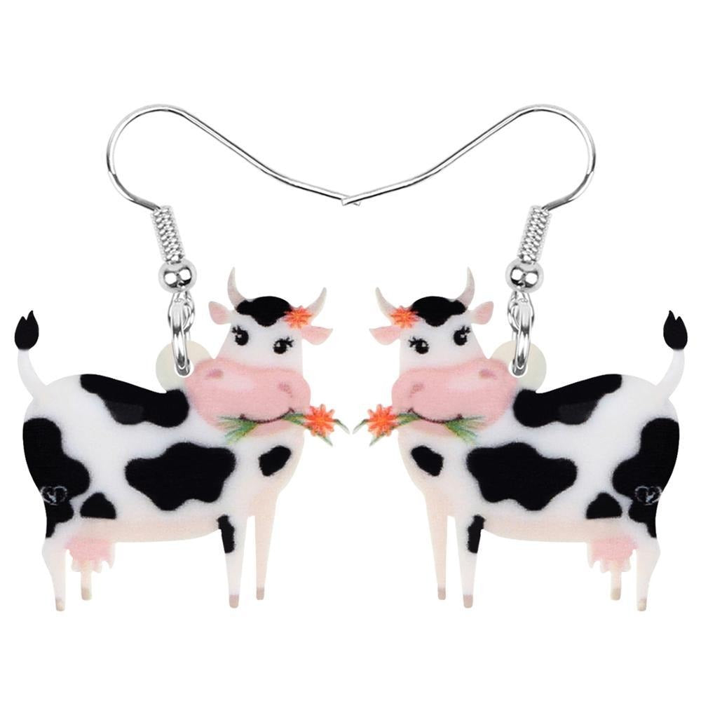 Acrylic Dairy Cattle Cow Earrings jewelry For Women Girls Teens Kids - Gift Accessories - myfunfarm