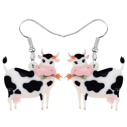 Acrylic Dairy Cattle Cow Earrings jewelry For Women Girls Teens Kids - Gift Accessories - myfunfarm