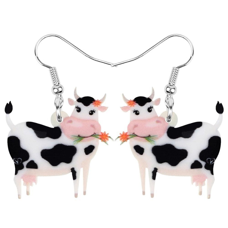 Acrylic Dairy Cattle Cow Earrings jewelry For Women Girls Teens Kids - Gift Accessories