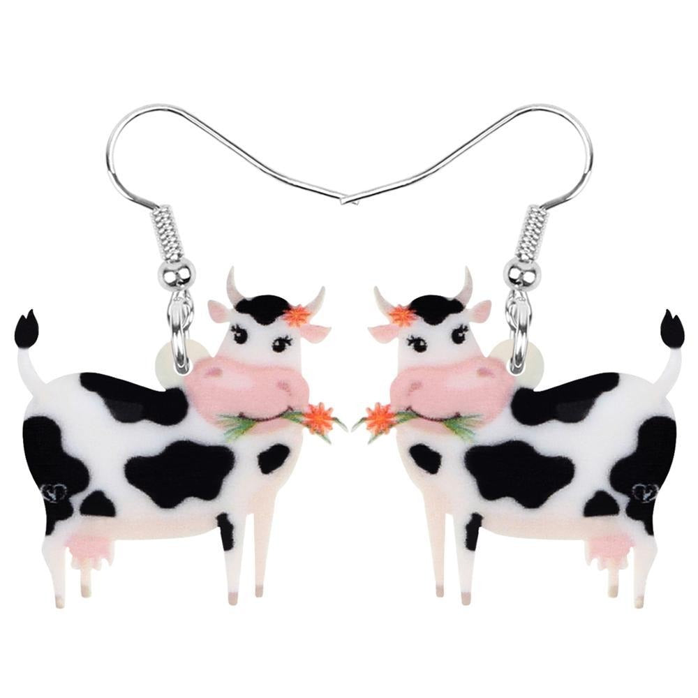 Acrylic Dairy Cattle Cow Earrings jewelry For Women Girls Teens Kids - Gift Accessories