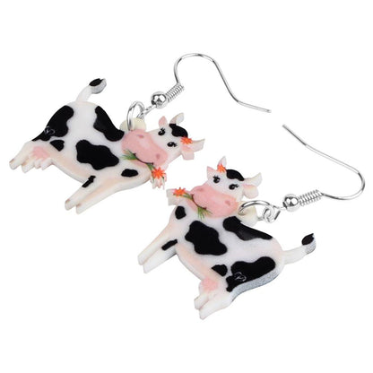 Acrylic Dairy Cattle Cow Earrings jewelry For Women Girls Teens Kids - Gift Accessories - myfunfarm