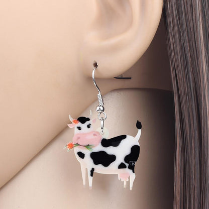 Acrylic Dairy Cattle Cow Earrings jewelry For Women Girls Teens Kids - Gift Accessories - myfunfarm