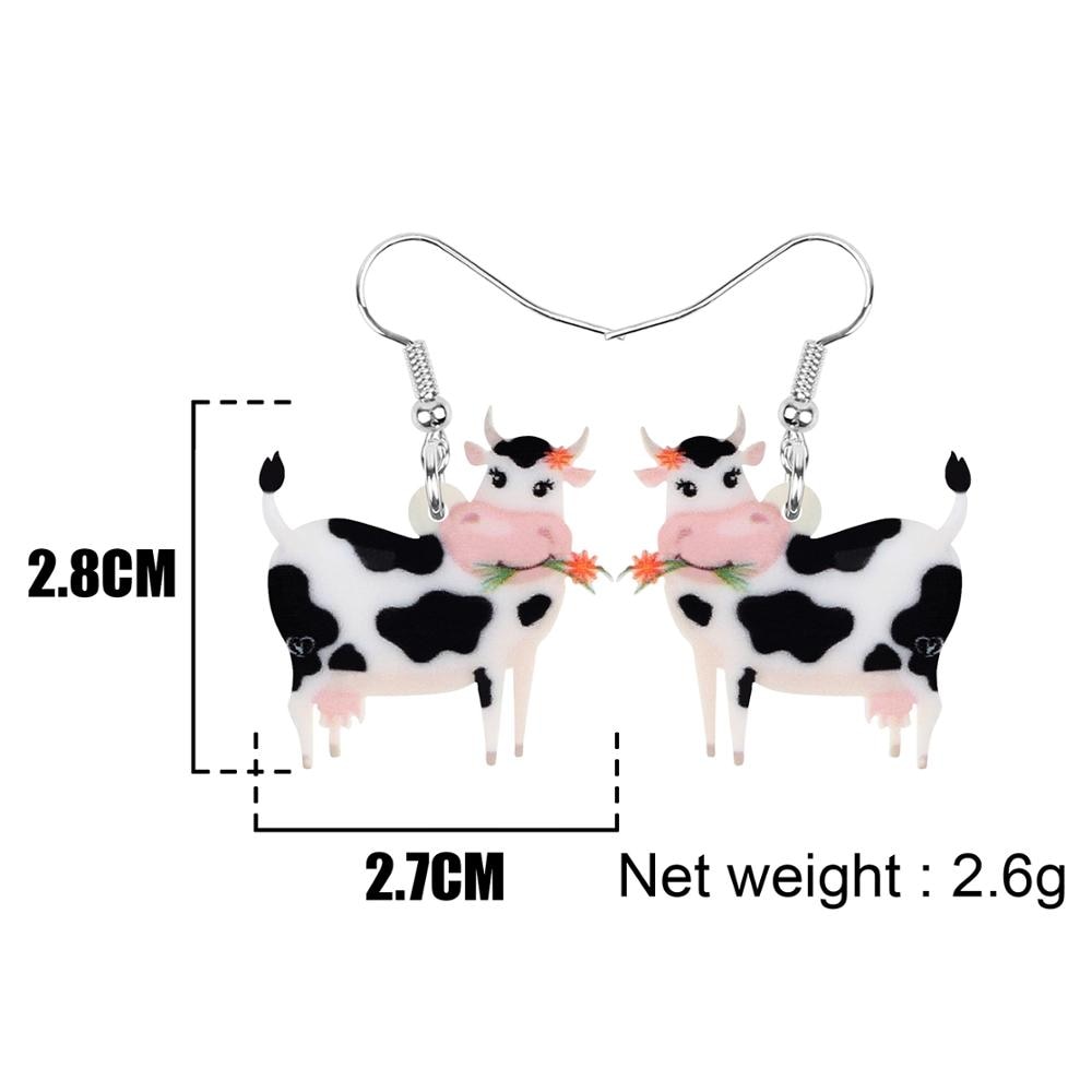 Acrylic Dairy Cattle Cow Earrings jewelry For Women Girls Teens Kids - Gift Accessories - myfunfarm