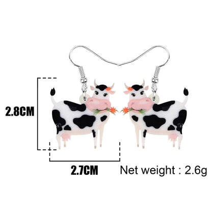 Acrylic Dairy Cattle Cow Earrings jewelry For Women Girls Teens Kids - Gift Accessories - myfunfarm